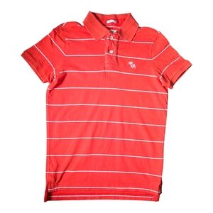 Vtg 90s Y2K Abercrombie & Fitch Mens S Muscle Striped Collared Polo Shirt Orange